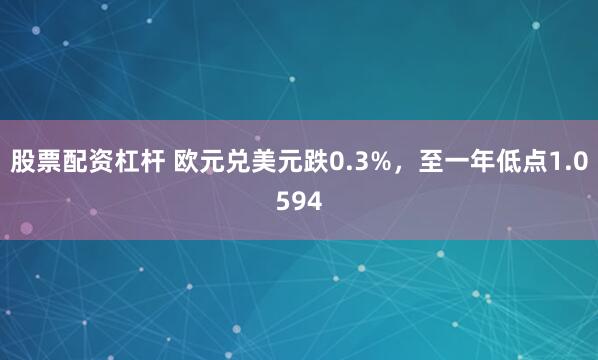 股票配资杠杆 欧元兑美元跌0.3%，至一年低点1.0594