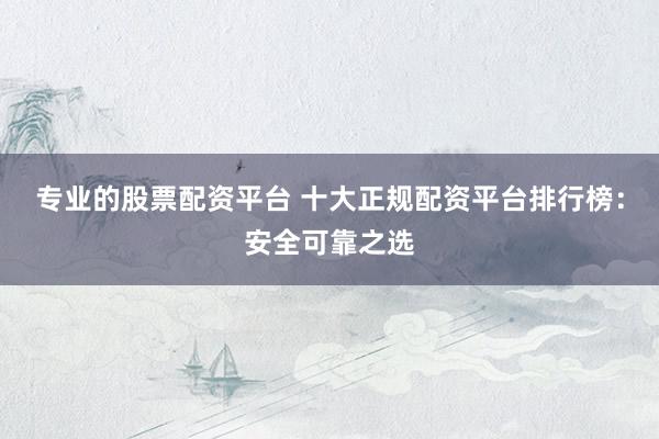 专业的股票配资平台 十大正规配资平台排行榜：安全可靠之选