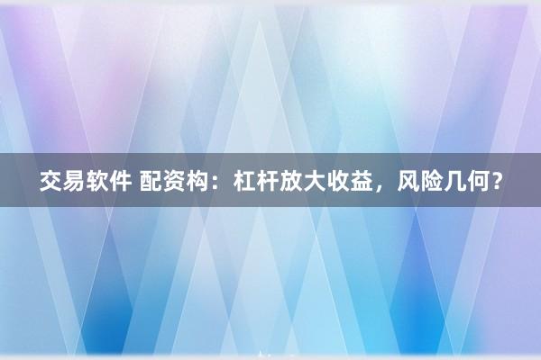 交易软件 配资构：杠杆放大收益，风险几何？