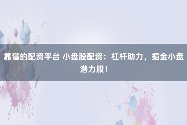 靠谱的配资平台 小盘股配资：杠杆助力，掘金小盘潜力股！