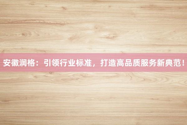 安徽润格：引领行业标准，打造高品质服务新典范！