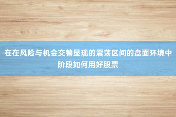 在在风险与机会交替显现的震荡区间的盘面环境中阶段如何用好股票