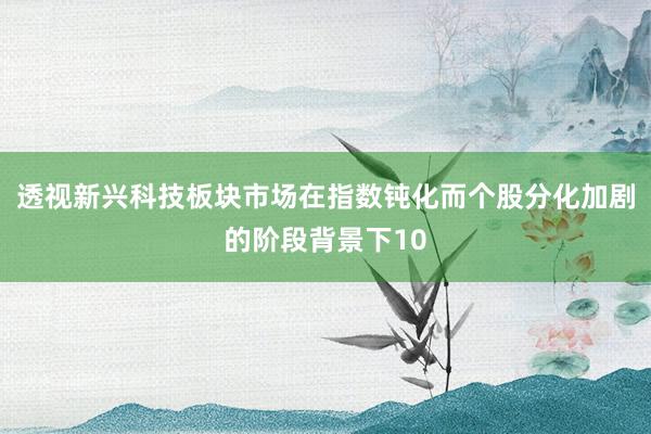 透视新兴科技板块市场在指数钝化而个股分化加剧的阶段背景下10