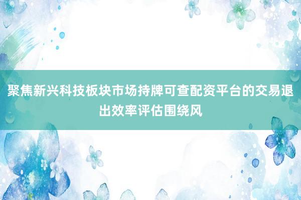 聚焦新兴科技板块市场持牌可查配资平台的交易退出效率评估围绕风