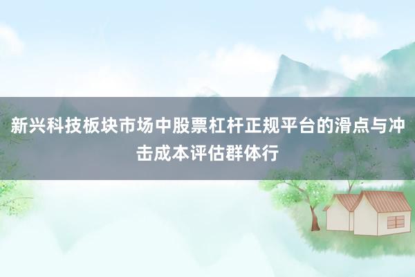 新兴科技板块市场中股票杠杆正规平台的滑点与冲击成本评估群体行