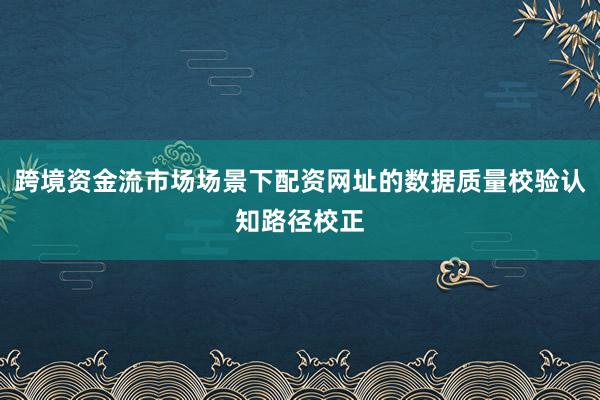跨境资金流市场场景下配资网址的数据质量校验认知路径校正
