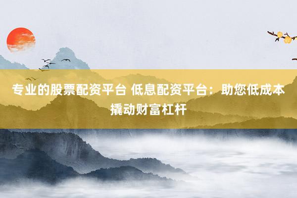 专业的股票配资平台 低息配资平台：助您低成本撬动财富杠杆