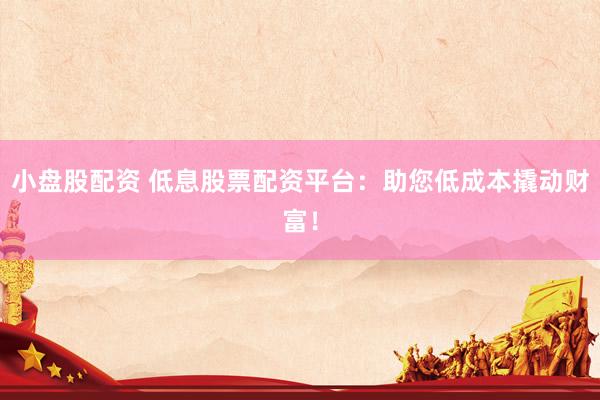 小盘股配资 低息股票配资平台：助您低成本撬动财富！