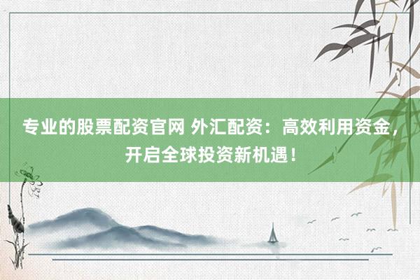 专业的股票配资官网 外汇配资：高效利用资金，开启全球投资新机遇！